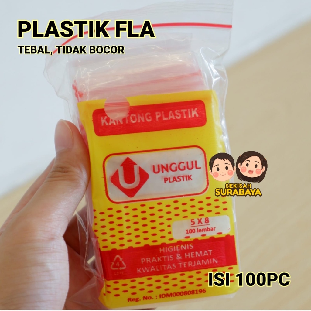 

Plastik Klip UNGGUL 5x8 – Plastik Fla, saos, obat, Zipper – Tebal, bening, kuat