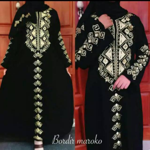 Abaya Gamis Jubah Arab Bordir Maroko