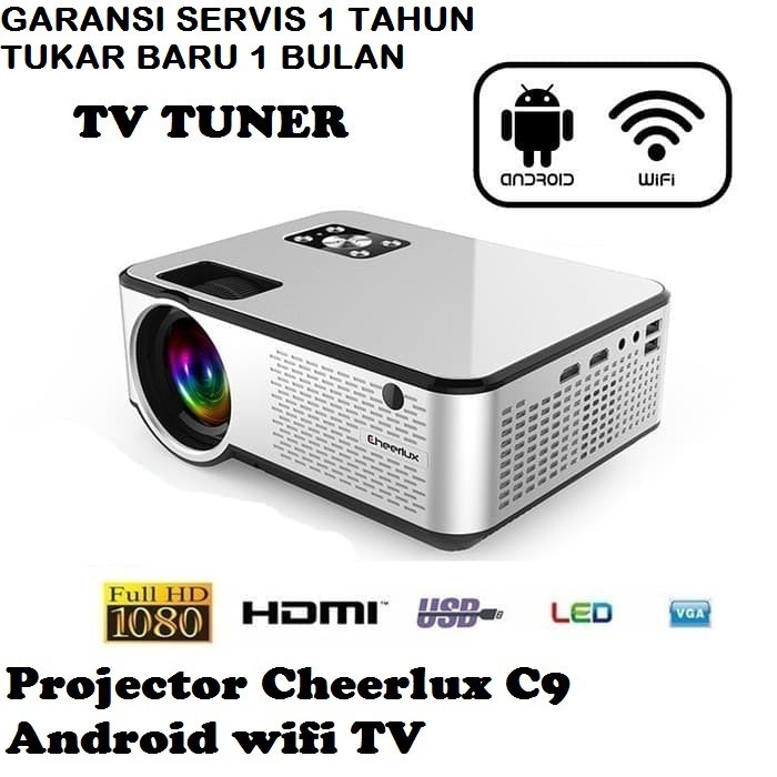 CHEERLUX C9 ANDROID WIFI LED SMART PROJECTOR 2800 LUMENS ANALOG TV