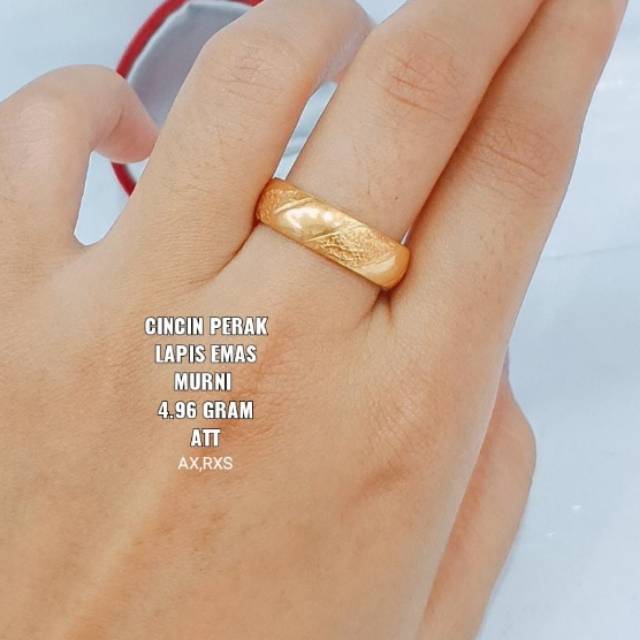 Cincin perak asli kadar 99,9% lapis mas murni