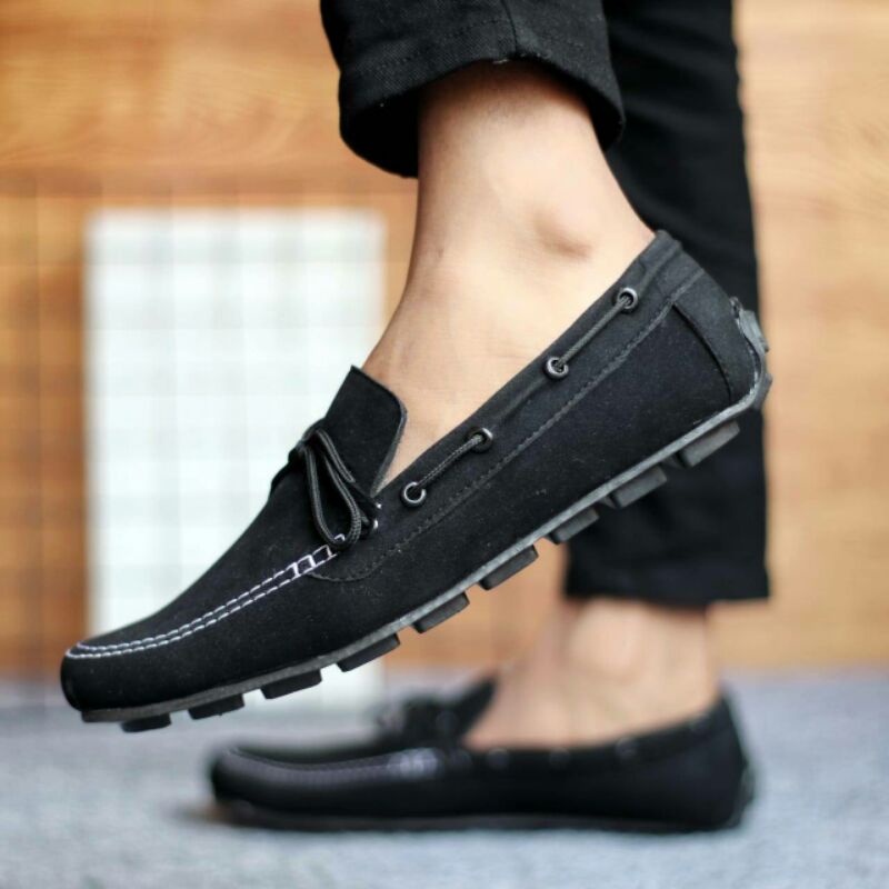 Sepatu Pansus || Sepatu Slip On Pria Casual Santai Kulit Suede Coklat Hitam Original Made