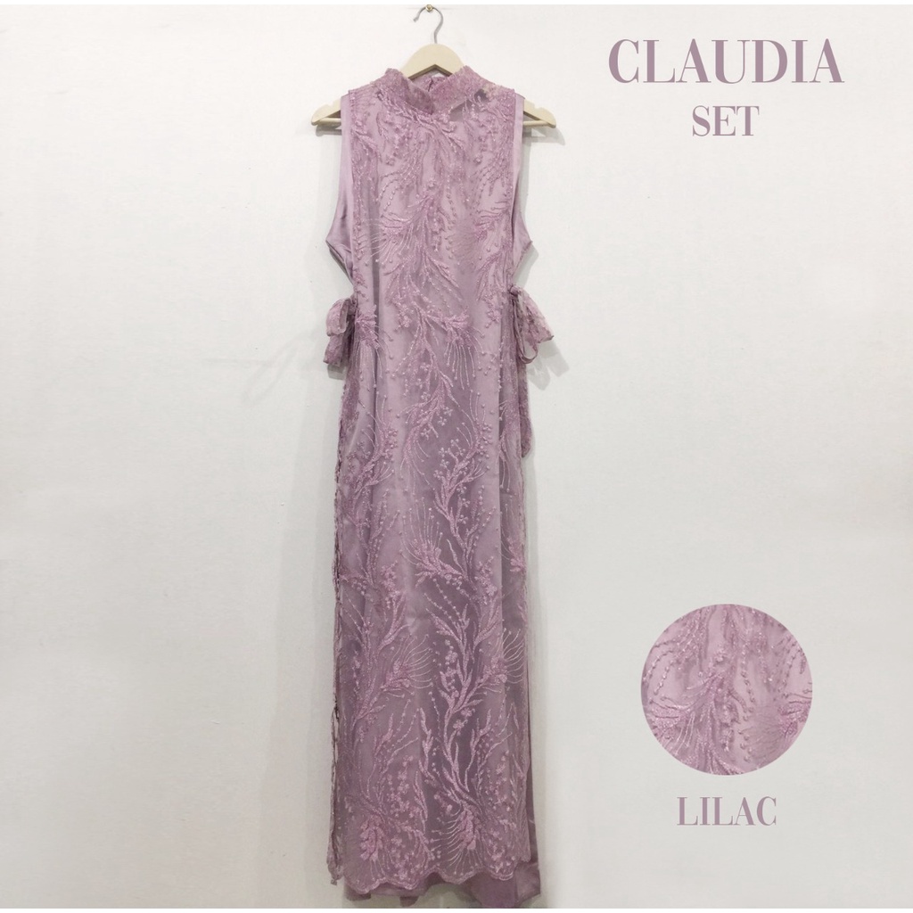 Claudia Set Baju Pesta Dress Brukat