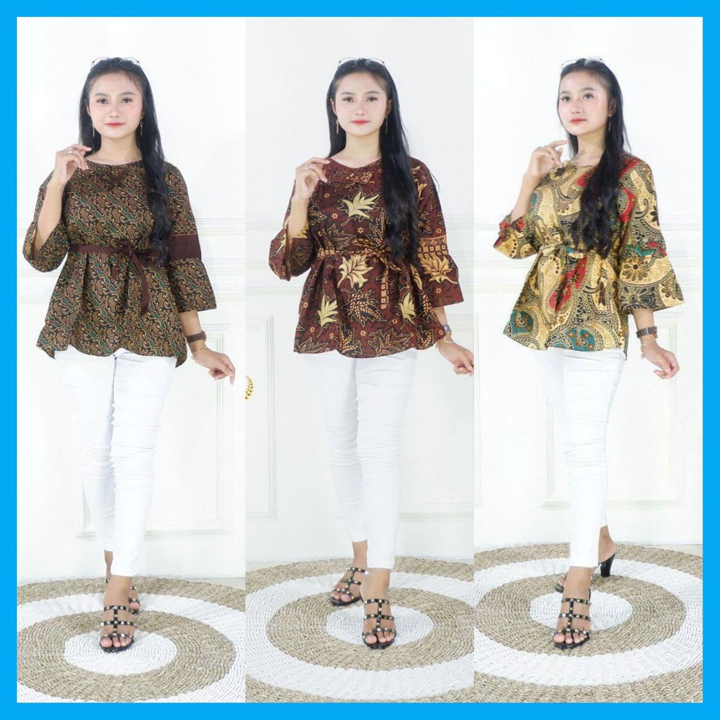 BLOUSE BATIK WANITA SERAGAM BATIK BATIK SLIMFIT BATIK MURAH FASHION BLOUSE WANITA KEKINIAN BLUS