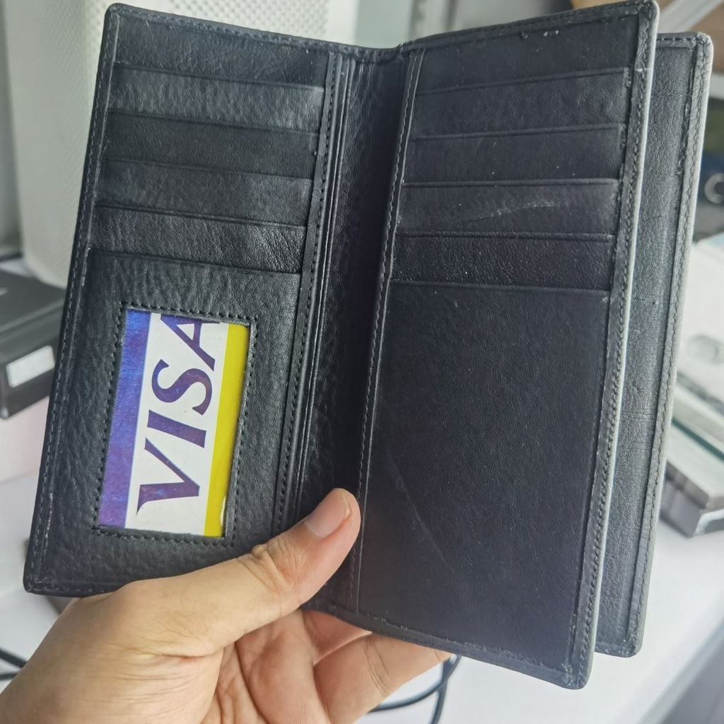 Dompet panjang kulit asli HItam Free custom