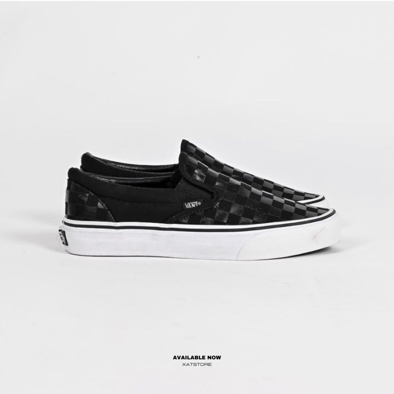 Jual Vans Slip On Checkerboard Black / Black Classic (ORIGINAL100 ...