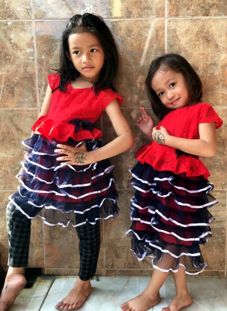 Dress tutu tile rempel brokat untuk anak 3-5 tahun dress ruffle nablfashion