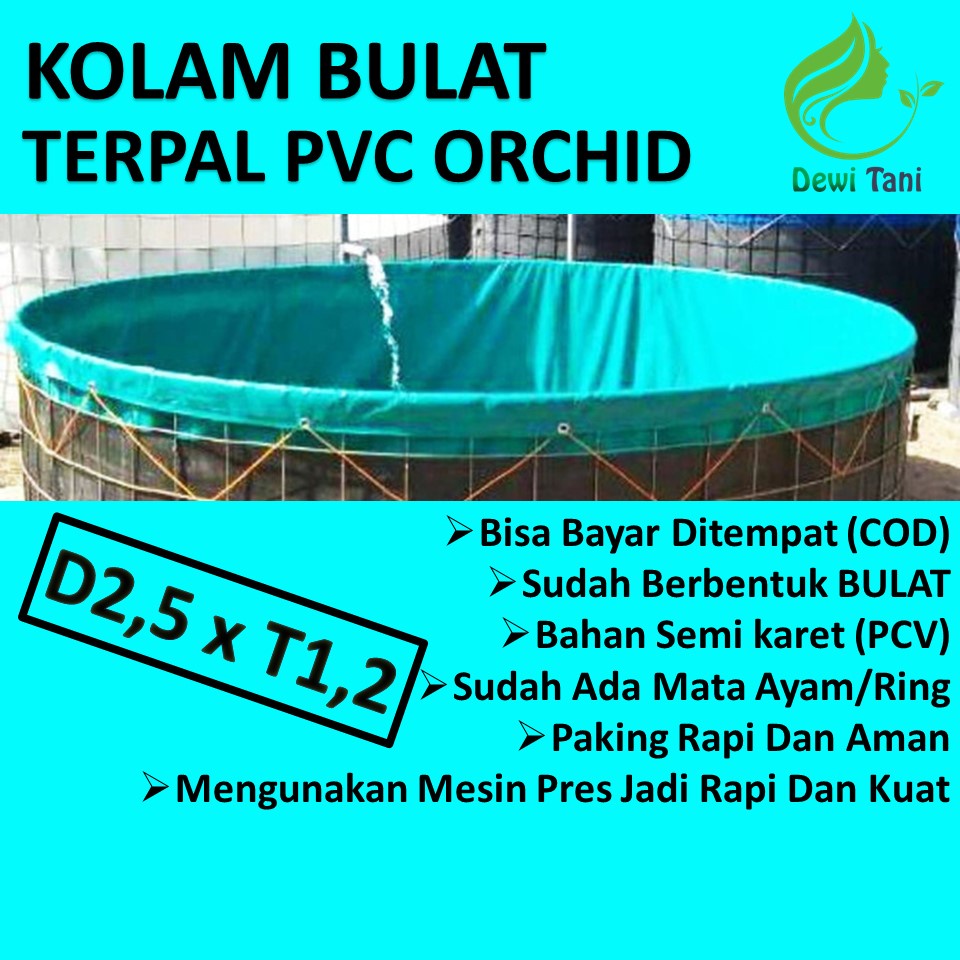 Kolam Terpal Bulat Bioflok Ukuran Diameter 2,5 m Tinggi 1,2 m, TERPAL SAJA