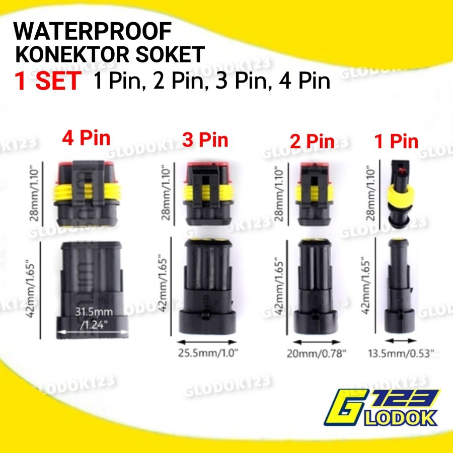 Soket Konektor Kabel Anti Air Socket Waterproof 1P, 2P, 3P, 4P