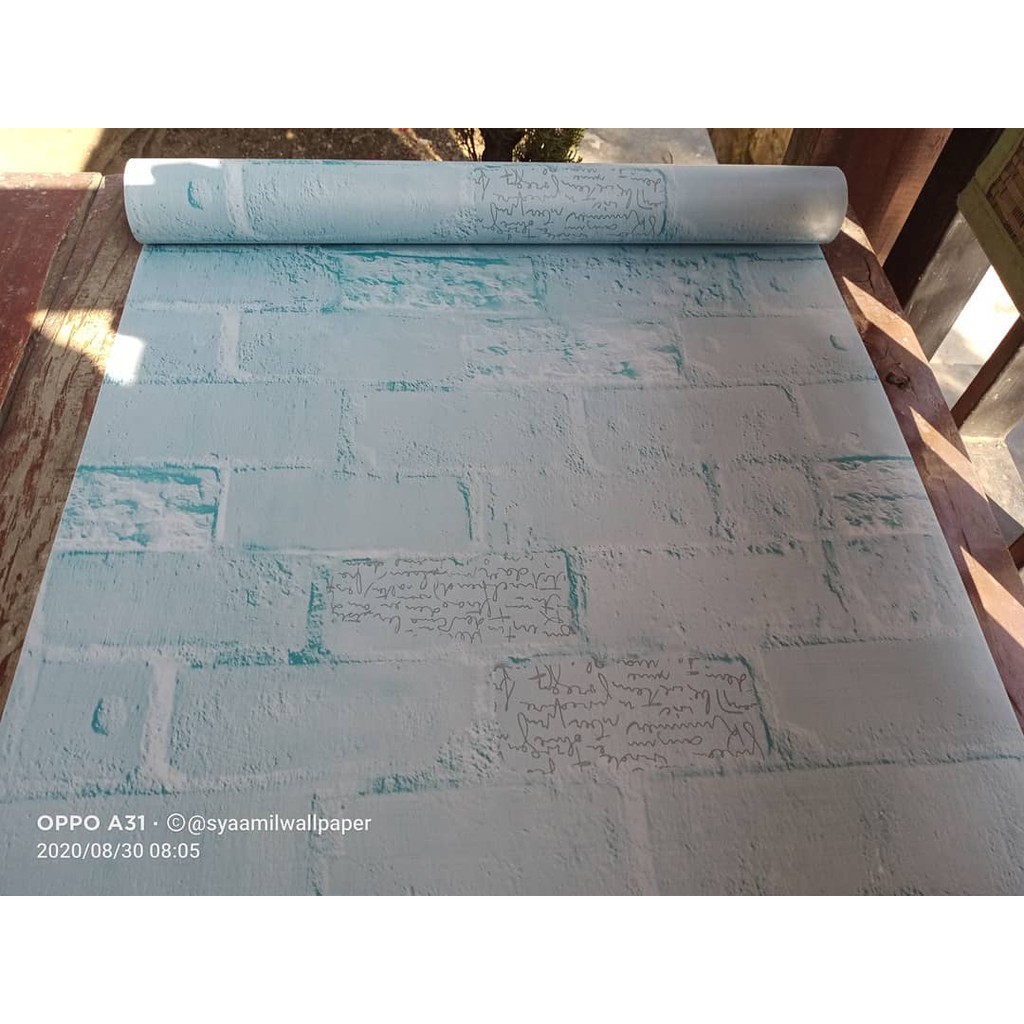 Wallpaper Murah - Wallpaper Dinding Stiker Dinding - Wallpaper Dinding Minimalis - Motif Bata Biru