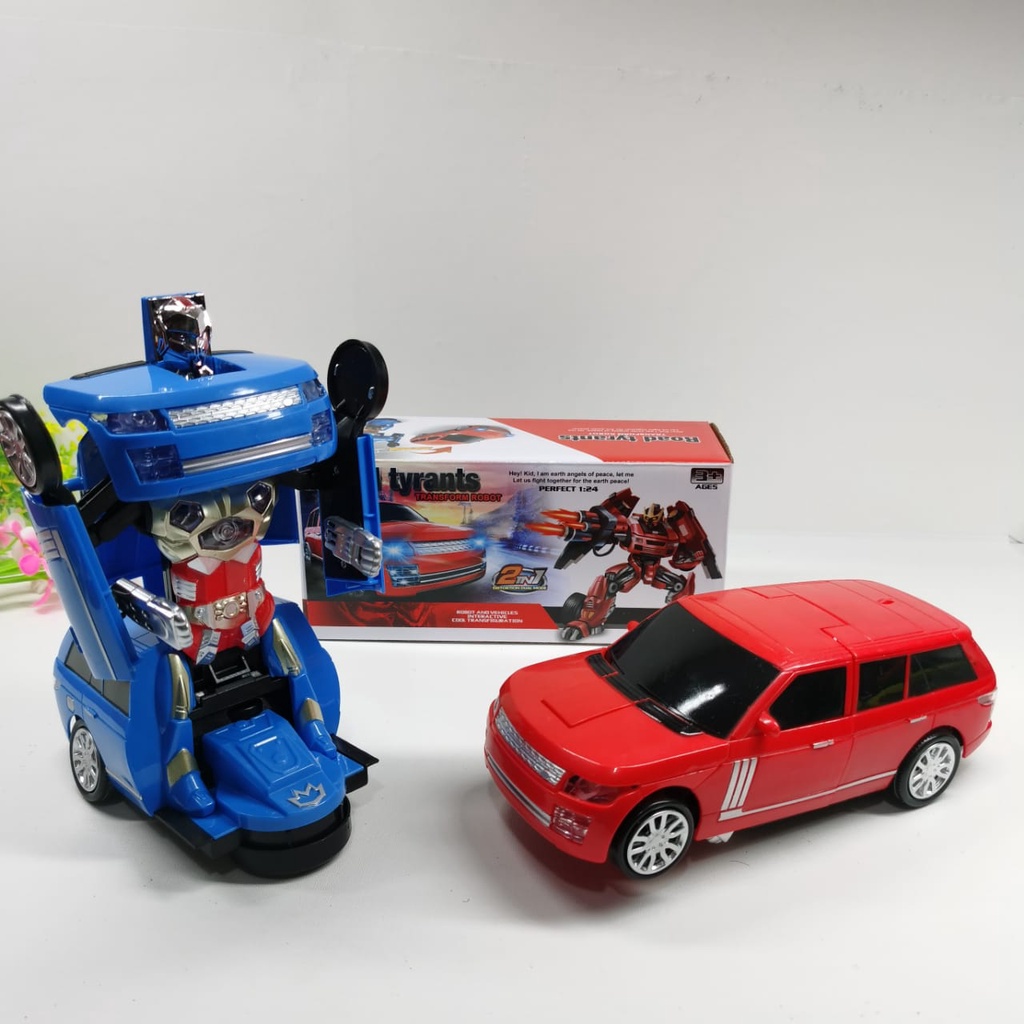 Mainan anak Robot car berubah jadi Transformers Road Tyrants LED and Music / Cocok untuk umur 3-9 thn