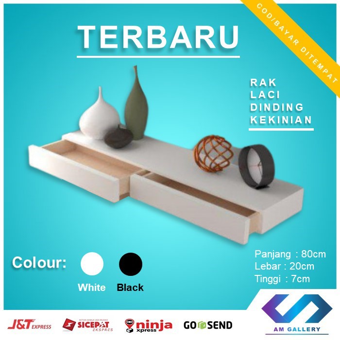 Rak Dinding Laci 80 x 20 cm Tempel Tembok Minimalis Ambalan Vintage Serbaguna Dinding Kamar 33