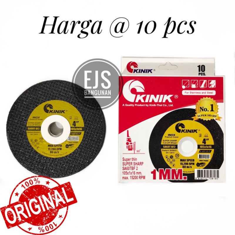 [1kotak]Batu Potong Besi Kinik 4" / Mata Gerinda Potong Besi Stainless