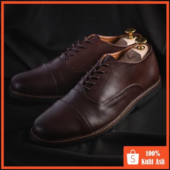 OXFORD BROWN - Pantofel Pria Kulit Asli Formal Kasual Sepatu Pantofel Kerja Pria - Pantopel