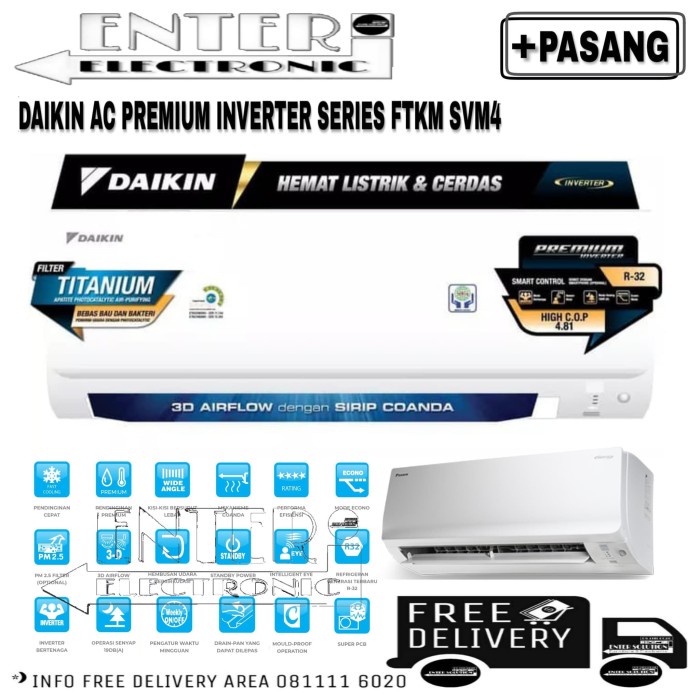 Daikin Ac 1Pk Ftkm25Svm4 - Ac Daikin 1 Pk Premium Inverter +Pasang #98