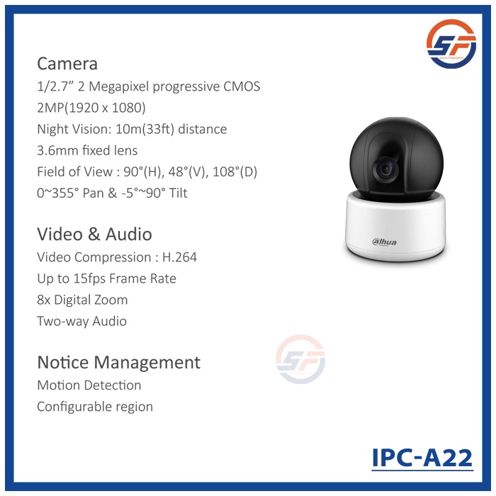 CCTV Wifi DAHUA IPC A22 1080P Wi-Fi PT Camera Original