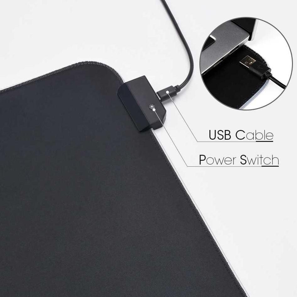 (STOK TERBARU) ISKU Mouse Pad Gaming LED RGB XL/Desk Mat Anti Slip high precision ukuran besar/Alas 