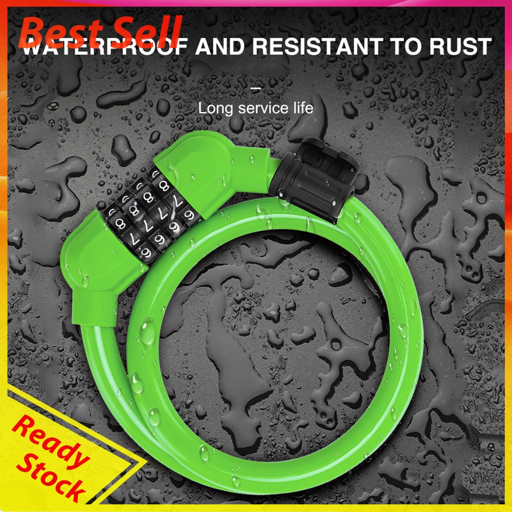 4-Digit Password Anti-Theft MTB Bike Steel Cable Locks with Lock Bracket