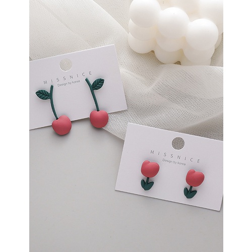 LRC Anting Tusuk Fashion Flowers Tulip Flower Cherry Alloy Earrings K80384