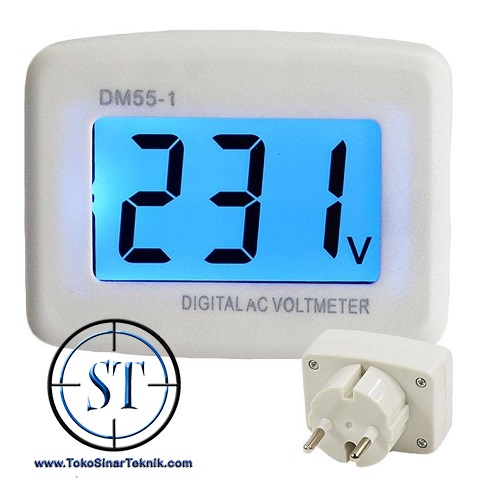 Voltmeter Digital AC 80-300V DM55-1 ( Siap Pakai ) Volt Meter Colok Langsung Listrik Colokan Stop Kontak Digital LED