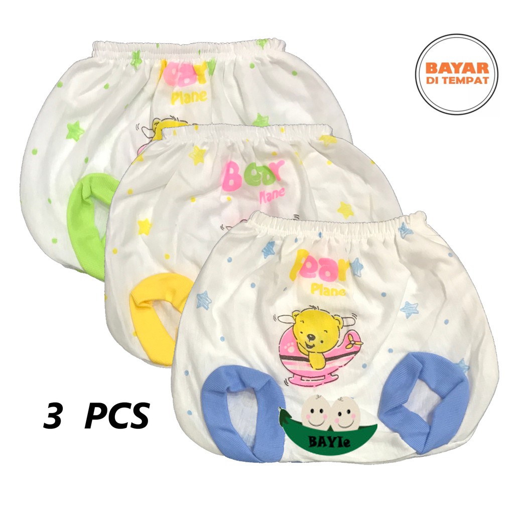 Bayie - 3 Pcs Celana Kacamata/pop/kodok Bayi/Anak PUTIH KENDY umur 0-12 bulan