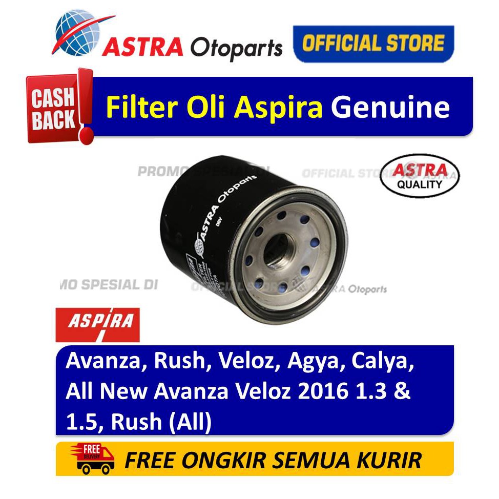 NEW  Filter Oli/ Oil Filter Aspira AVANZA, RUSH, VELOZ, AGYA, CALYA, ALL NEW AVANZA VELOZ 2016