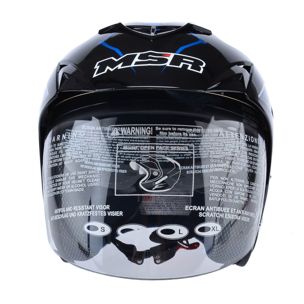 [Helm Dewasa] MSR Helmet Impressive - Protect - Hitam Biru + Promo Gratis Sarung Tangan