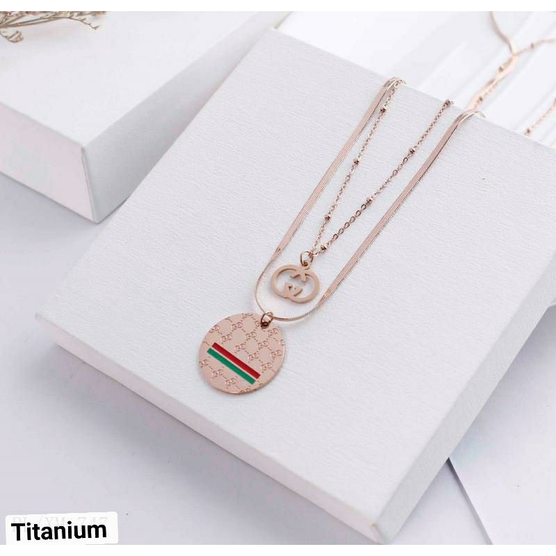 kalung fashion double layer titanium anti karat&amp;alergi