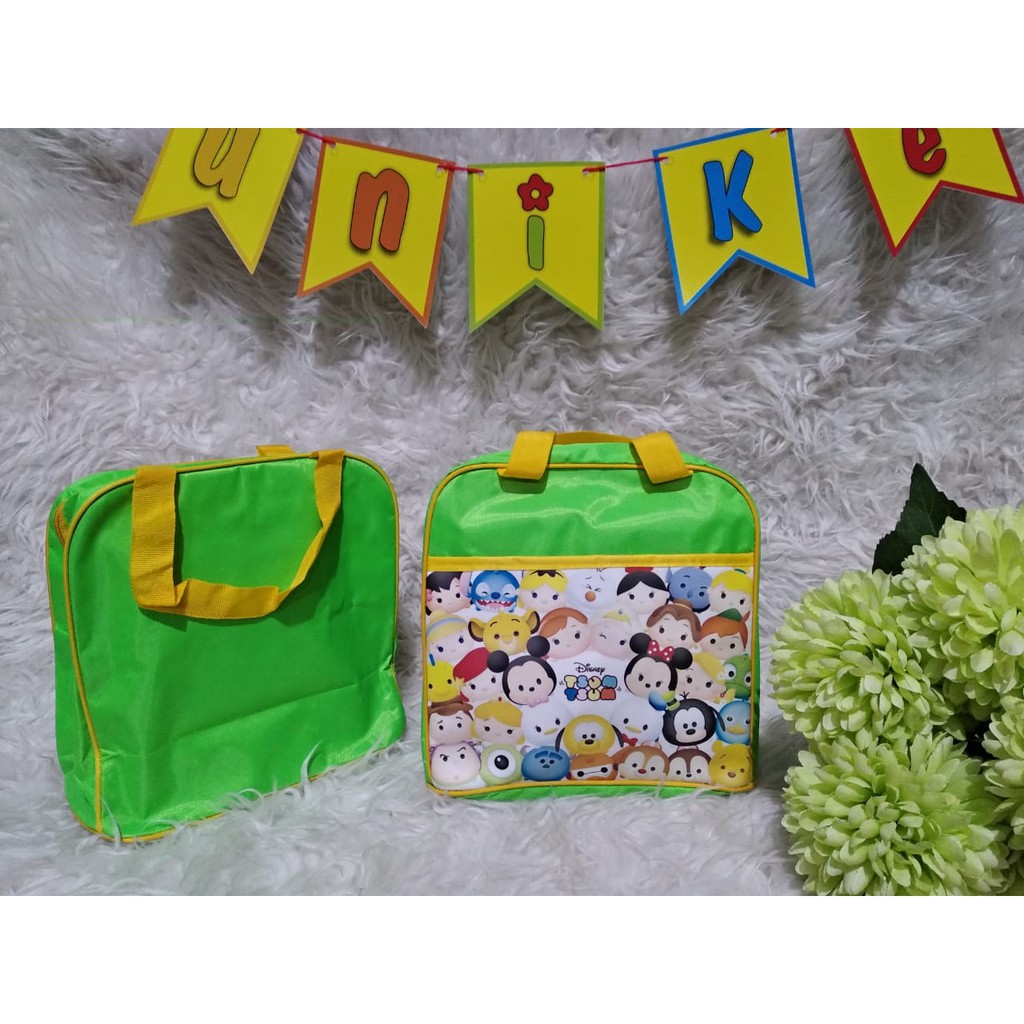 TAS TKD ECER Souvenir Ulang tahun anak Goodie Bag ultah Goody Karakter-Tsum hijau muda
