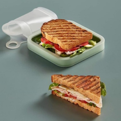 Sunshine Kotak Bekal / Lunch Box Bento / Sandwich / Roti Panggang Bahan Silikon Reusable Untuk Microwave