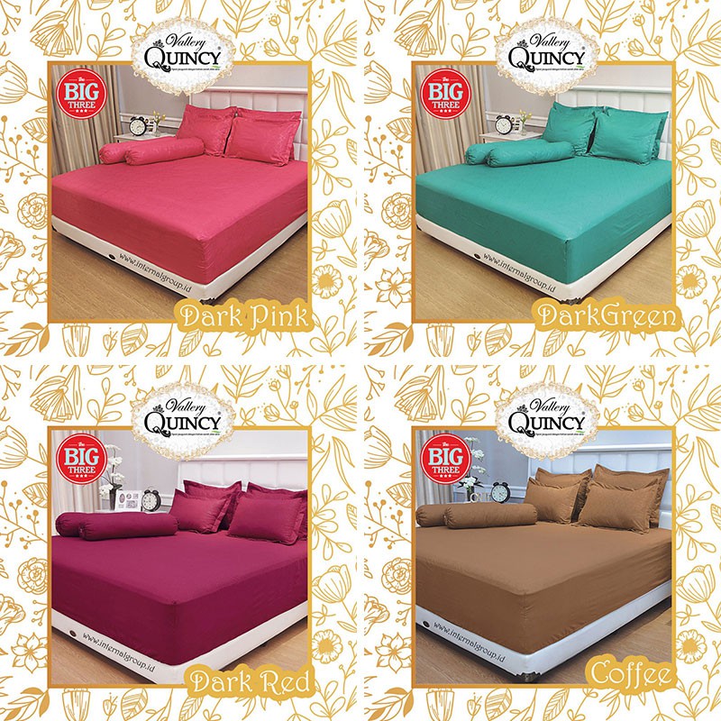 QUINCY VALLERY Set Sprei Polos 160x200 Tinggi 30 warna merah biru putih hijau pink ungu coklat abu grey maroon light blue dark red white coffee  - Queen Size 160 SP VAL TBT