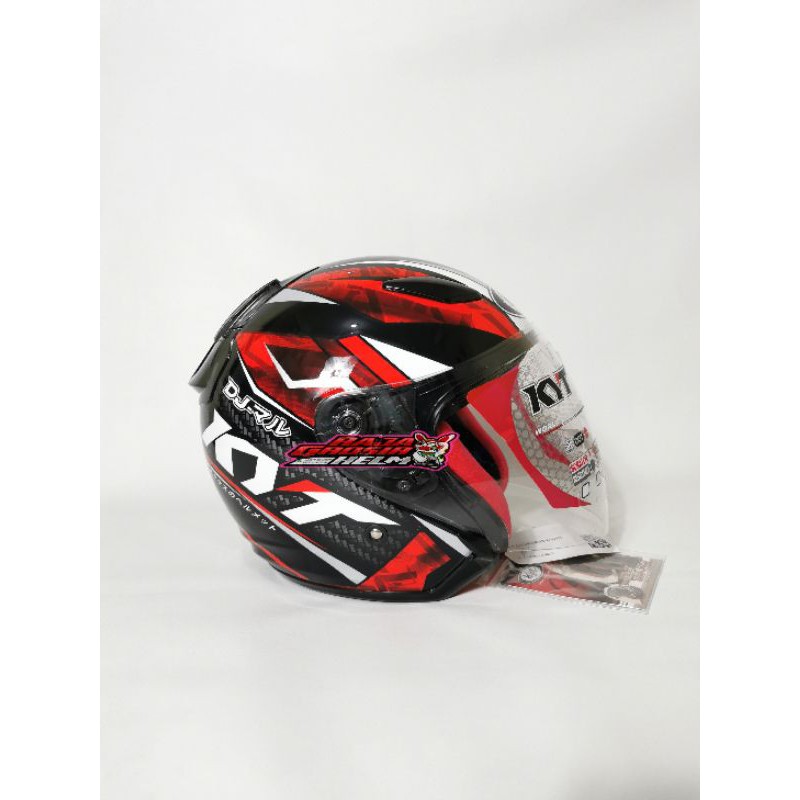 HELK KYT DJ MARU MOTIF SERI 15 BLACK RED HELM TOURING KYT DJMARU MOTIF MURAH ORIGINAL HELM HALF FACE-1