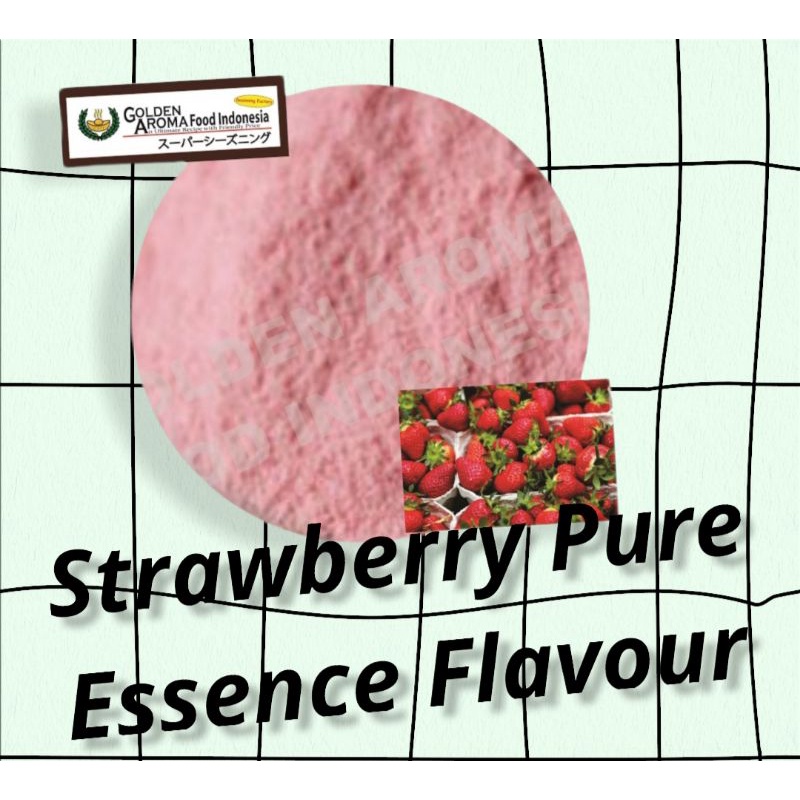 

Bubuk Stroberi Pure Essen Flavor Ekstrak Strawberry Murni 100gr, 500gr.