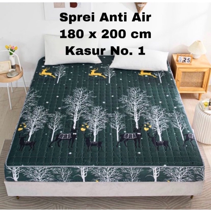 SPREI WATERPROOF UKURAN 180X200X25cm / SPREI ANTI AIR-Hijau Tua Rusa