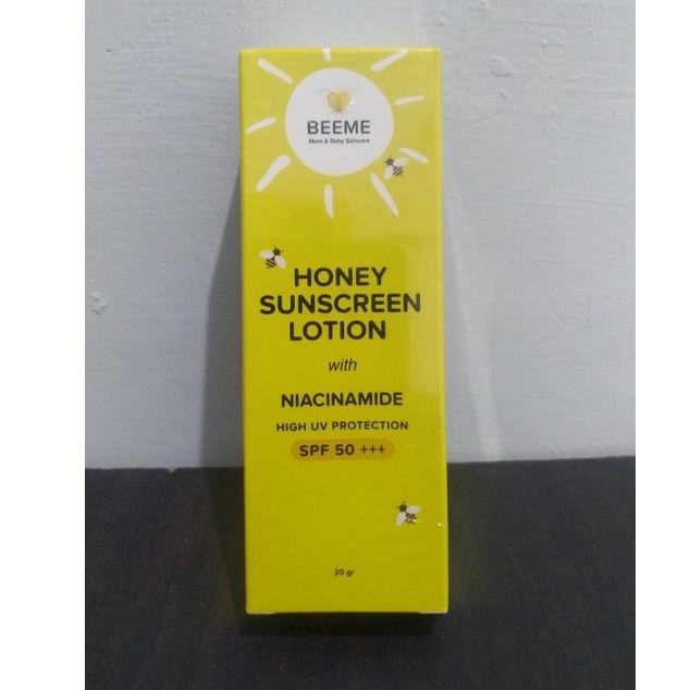 Bisa COD Reseller Resmi Beeme Honey Sunscreen Lotion with Niacinamide SPF 50+++ 20gr Suncreen Ibu dan Anak