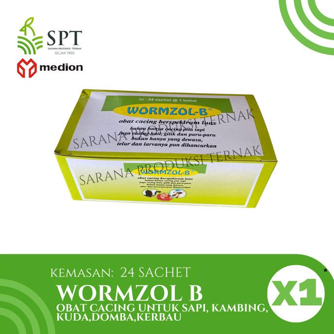 Jual MEDION WORMZOL B 24 SACHET 1 DUS OBAT CACING SAPI KAMBING KUDA ...