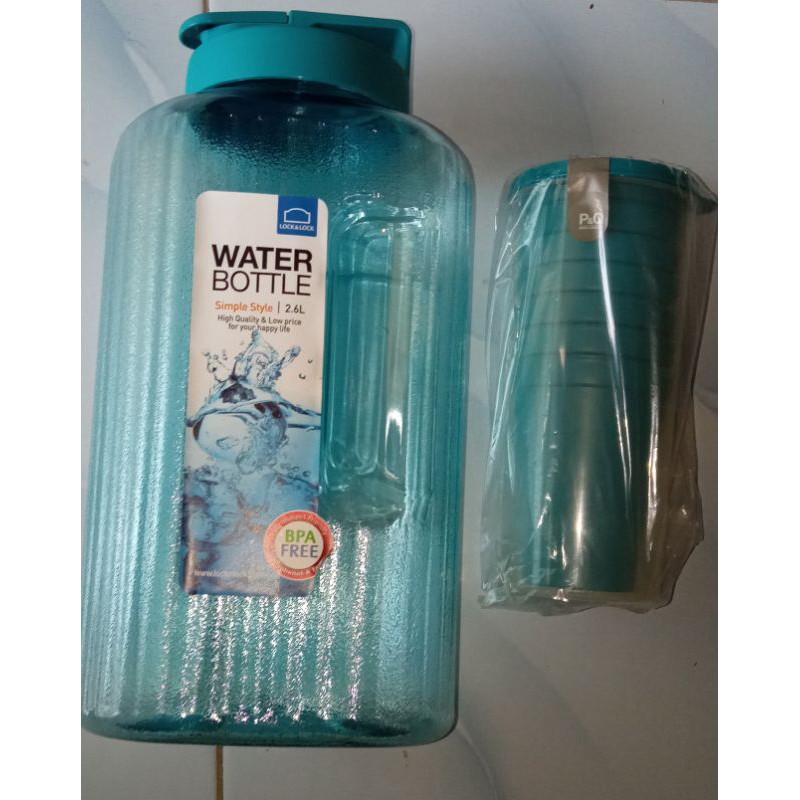 LOCK &amp; LOCK WATER BOTTLE 2,6 LITER SET WITH 7 CUP LIMITED EDITION BOTOL MINUM