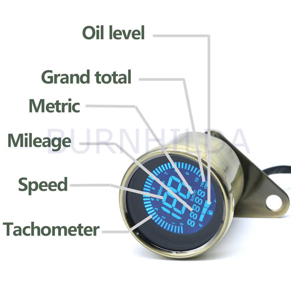 Speedometer Digital motor Odometer Tachometer Retro motor mobil burnhilda