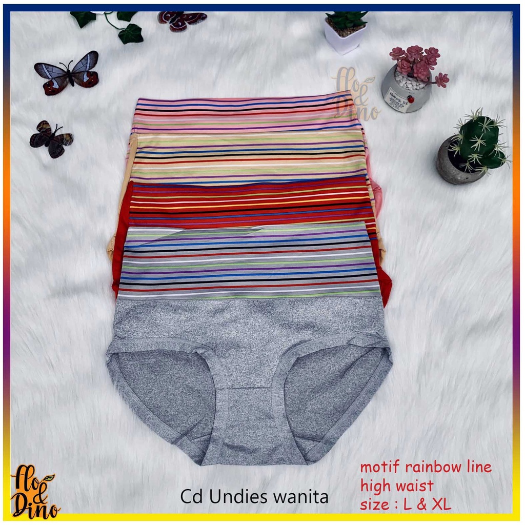 CD Wanita Katun High waist | Celana dalam motif rainbow