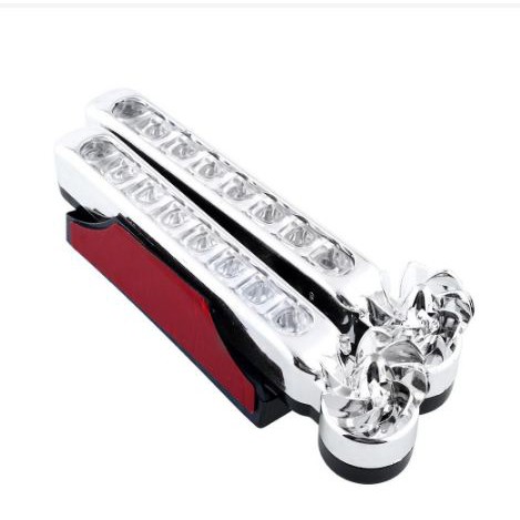 [KIRIMHARIINI]-Lampu Laser LED Sepeda/Scooter/Warning Lamp Tanpa Kabel Tenaga Angin - XY044 - Silver