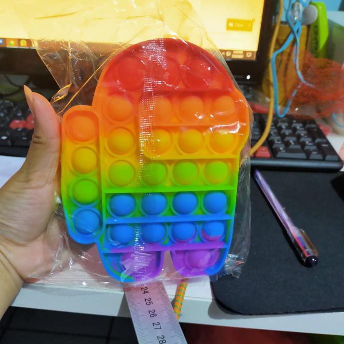 Hot New Among Us Unicorn Rainbow Fidget Toys Pop It Push Bubble Among Non Cod