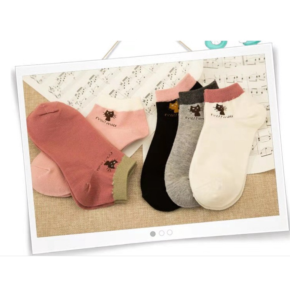 Kaos Kaki Wanita Miau Miau Women Low Socks Cotton Socks SCH027