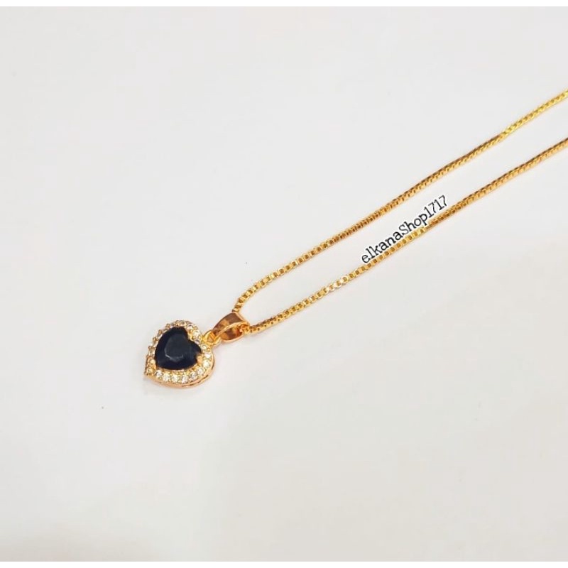 KALUNG PERMATA LOVE DIAMOND BLACK MOISSANITE LAPIS LOGAM EMAS18K MODIS ANTI KARAT