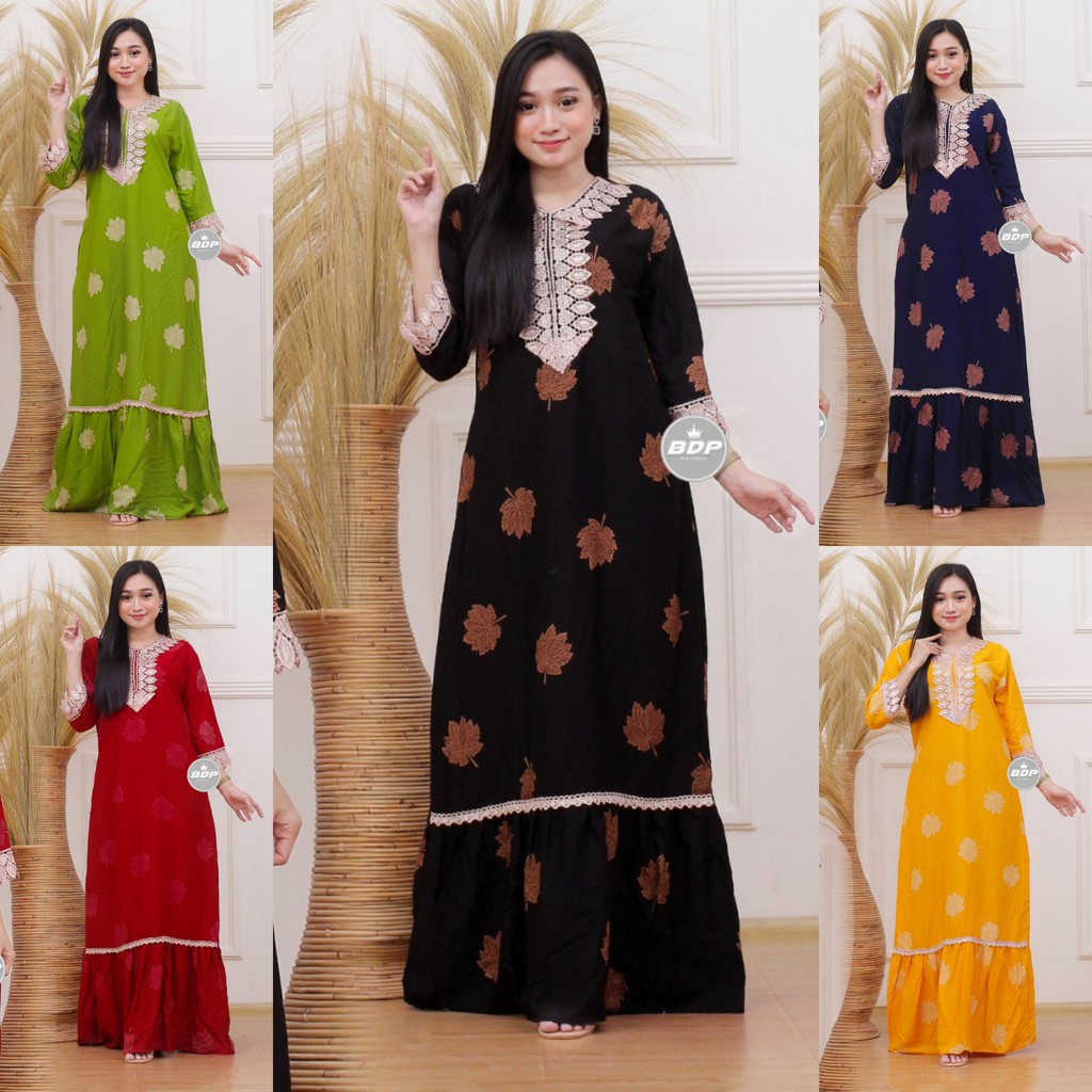 Dianputri - Daster Arab Zeema | Rayon Super Grade A | Resleting Depan Busui | Renda Milo Ori-3