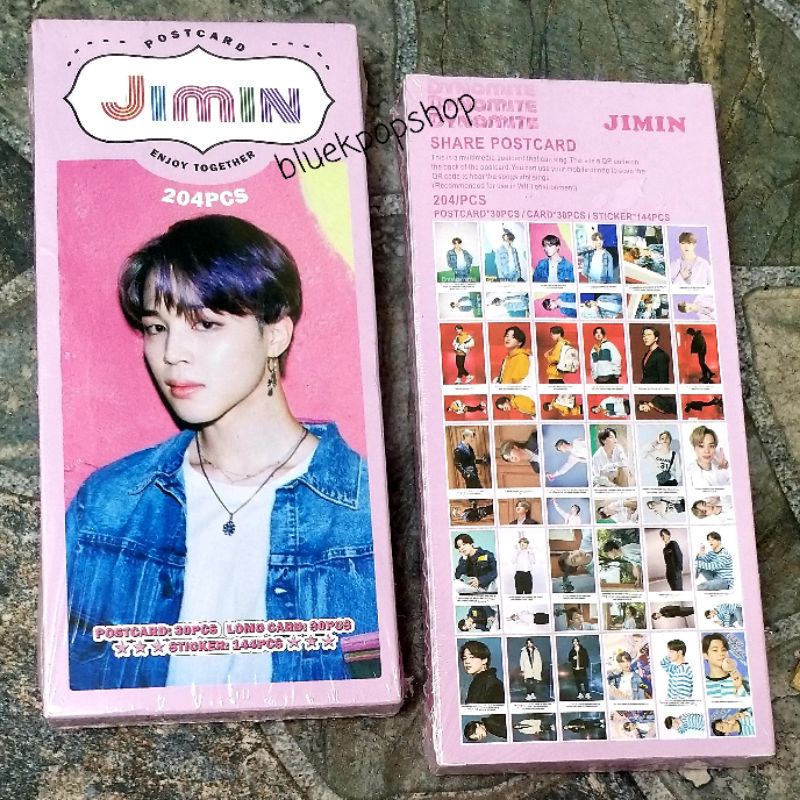 Set Pack 204 Pcs ~ 144 Pcs Sticker + 30 Pcs Photocard + 30 Pcs Lomocard Kpop BTS JIMIN Import