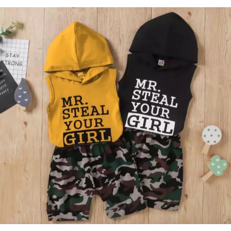 Lekbong Set| Setelan Hoodie Lekbong MR STEAL Anak 1-5 Tahun/Setelan Baju Hoodie Lekbong Anak Laki-laki Dan Perempuan