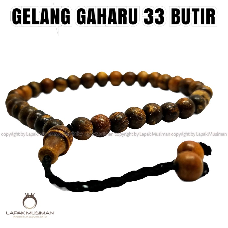 [Bayar di Tempat] Gelang Tasbih 33 Kayu Gaharu Model Serut Asli Alam Wangi Natural