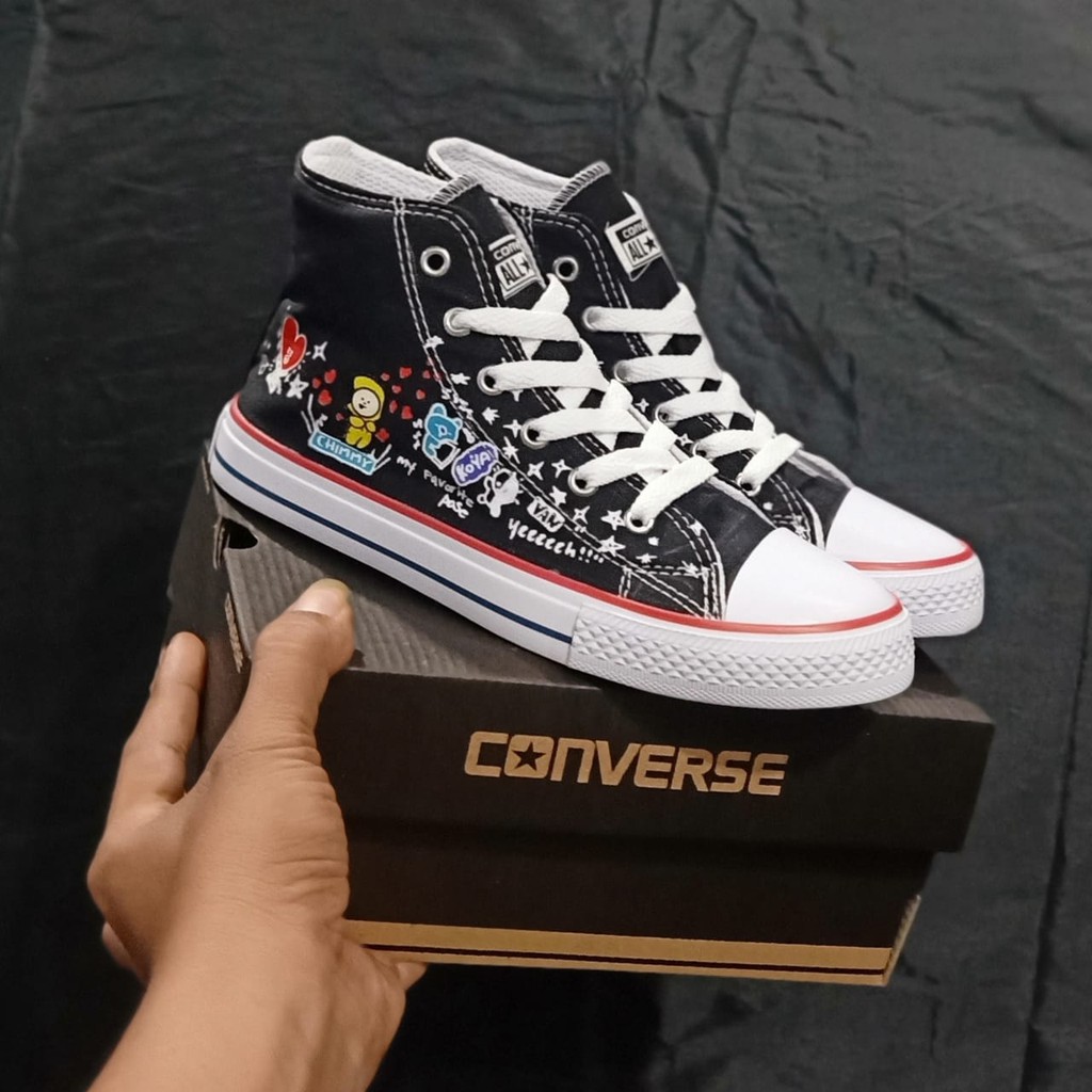 Sepatu anak Sneakers high boots BT21 import Fashion Casual Terbaru Murah laki laki dan Perempuan COD