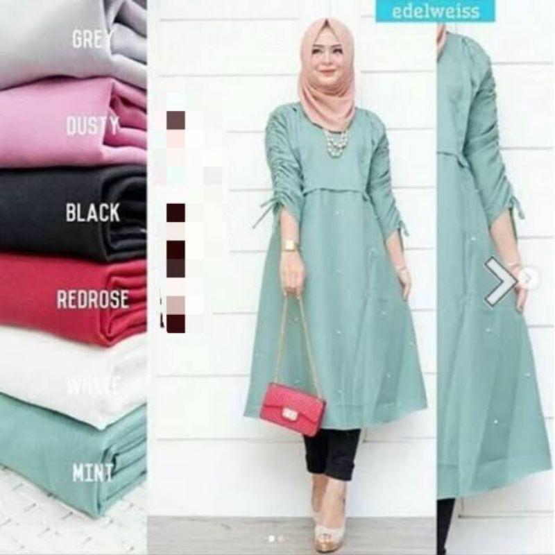 Pearly tunik atasan wanita fashion muslim