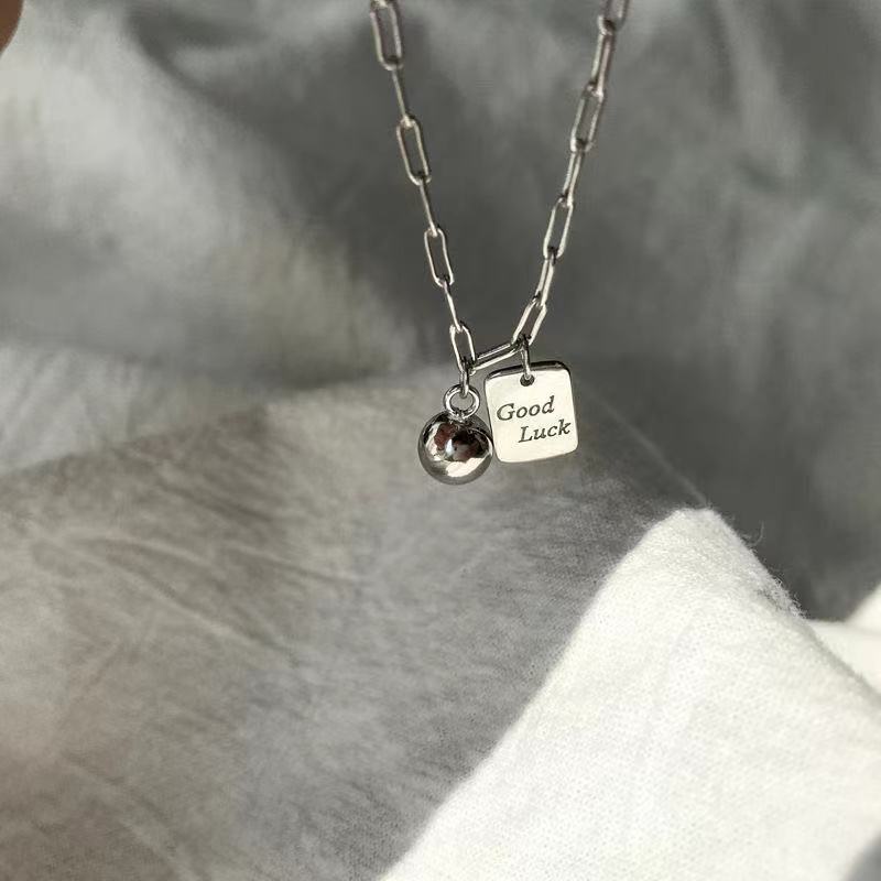 2022 Gelang Tangan Silver Wanita Desain Manik Bola Persegi Simple Gaya Korea