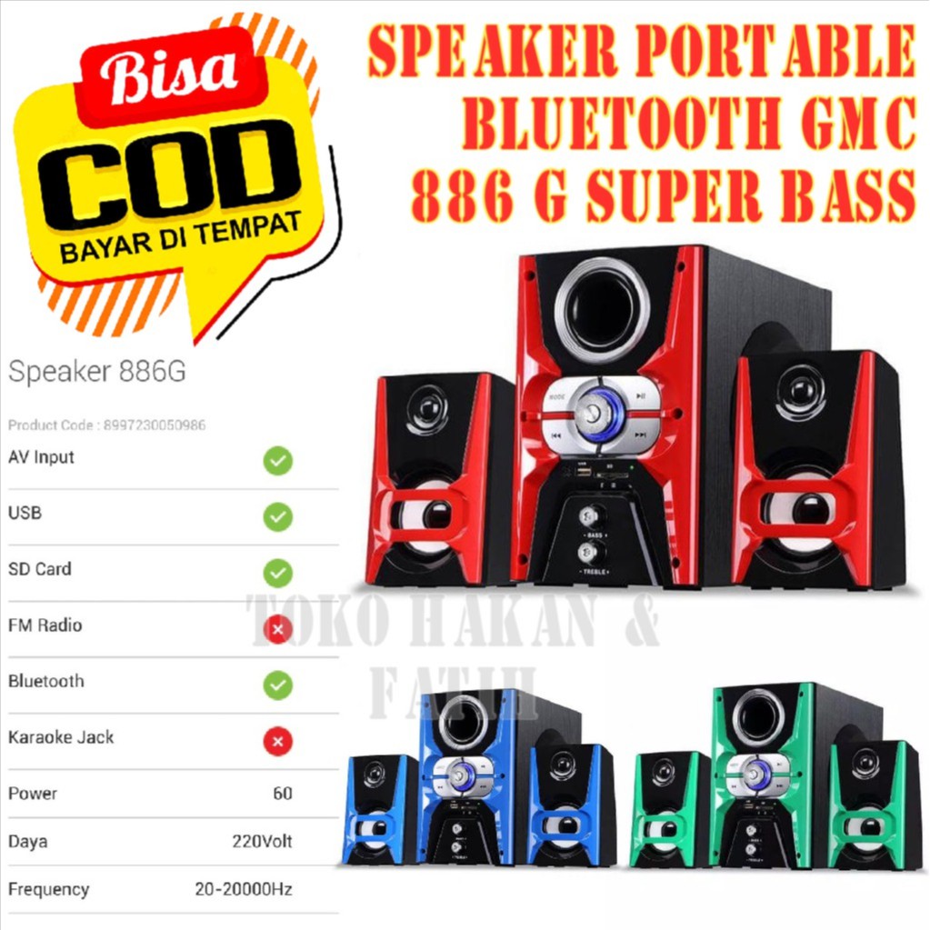 MURAH | Speaker Aktif Merk GMC Seri 886G | Speaker Bluetooth Portable Gmc 886 G | Bisa Cod | THF